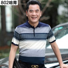 爸爸裝中年男士短袖t恤男冰絲夏季中老年男裝寬松半截袖體恤上衣